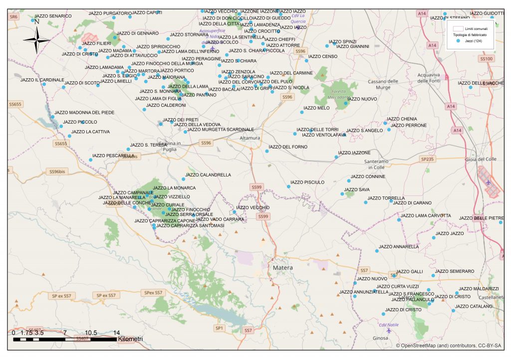 La mappa degli jazzi nell'alta Murgia Pugliese